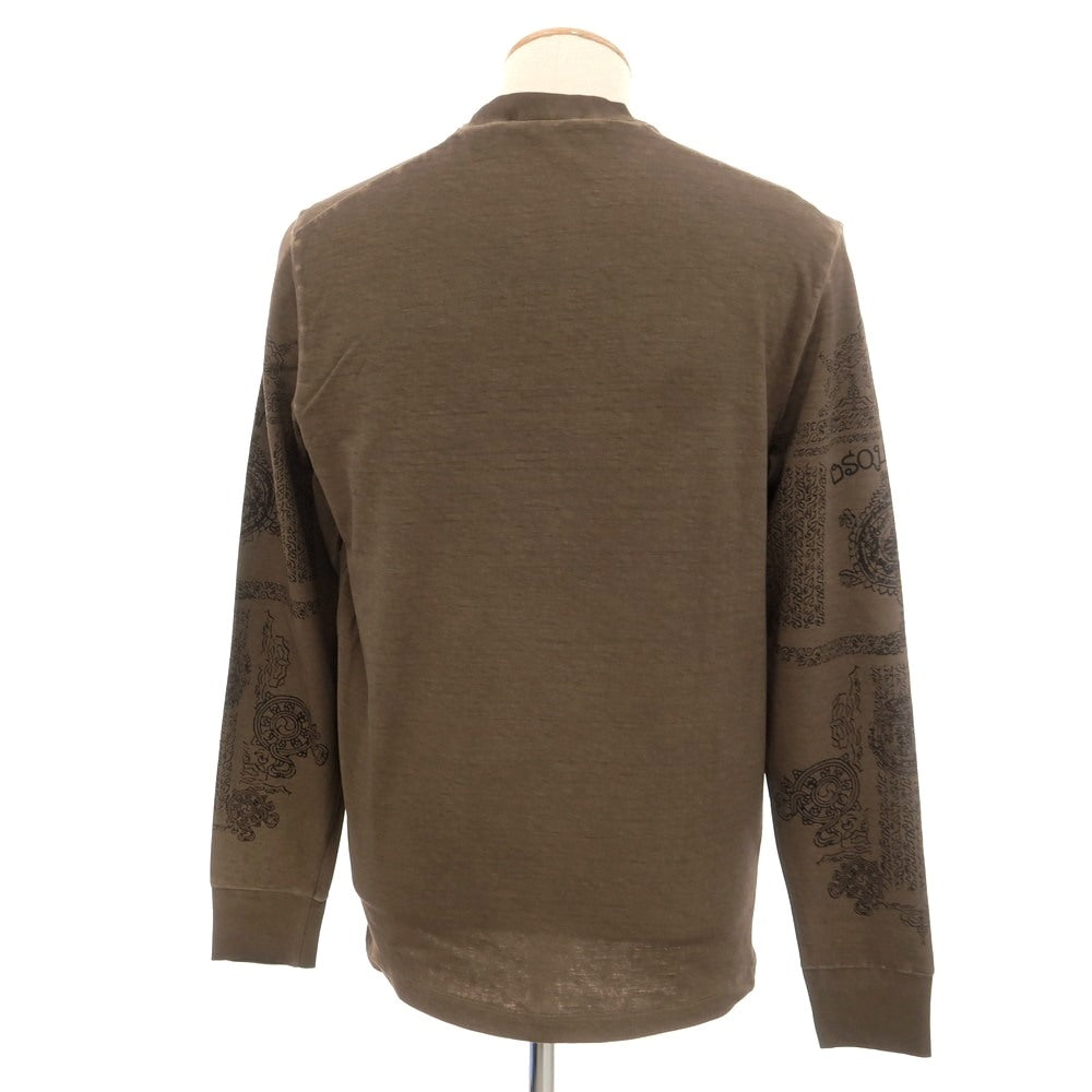 【新品】ディースクエアード DSQUARED2 コットン クルーネック 長袖Ｔシャツ ブラウン【 S 】【 状態ランクN 】【 メンズ 】