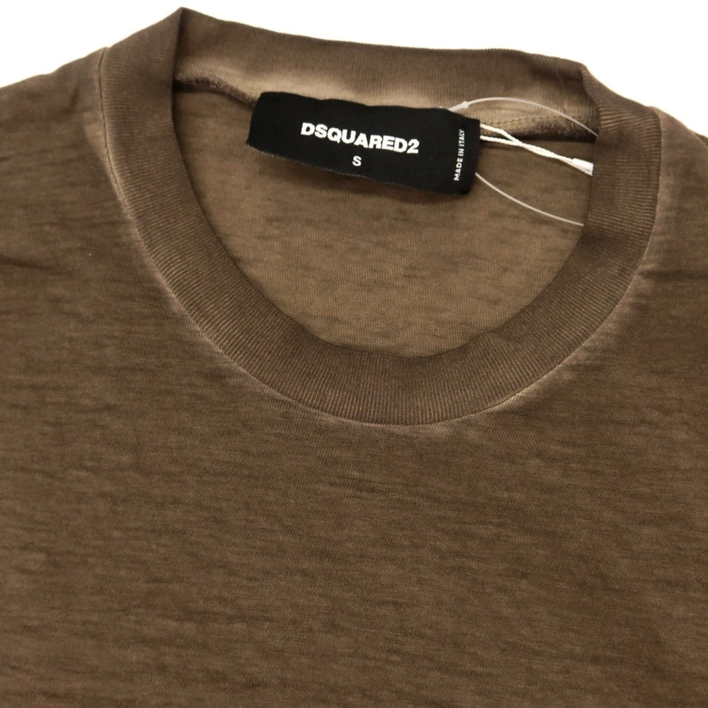 【新品】ディースクエアード DSQUARED2 コットン クルーネック 長袖Ｔシャツ ブラウン【 S 】【 状態ランクN 】【 メンズ 】