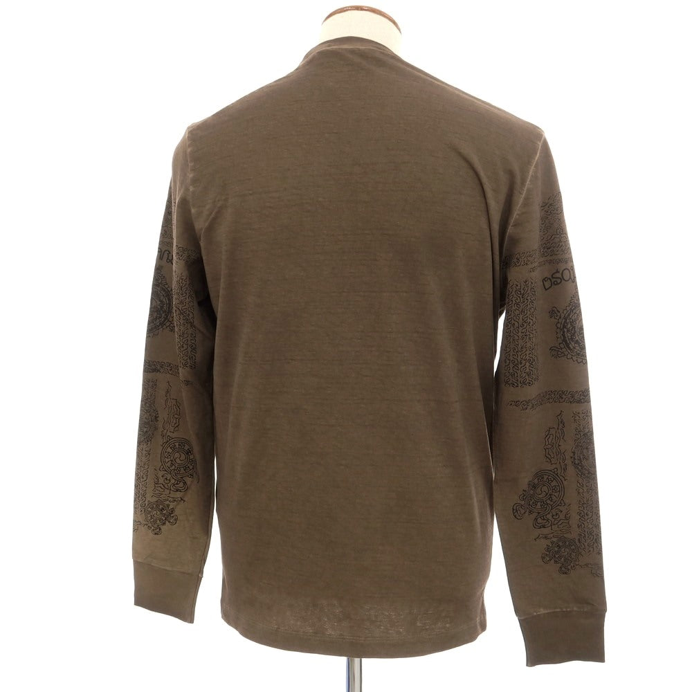 【新品】ディースクエアード DSQUARED2 コットン クルーネック 長袖Ｔシャツ ブラウン【 M 】【 状態ランクN 】【 メンズ 】