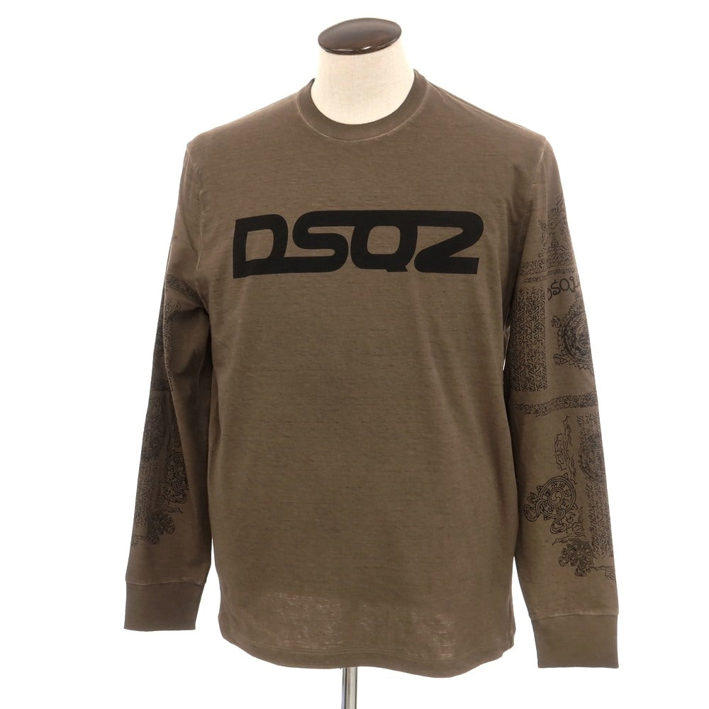 【新品】ディースクエアード DSQUARED2 コットン クルーネック 長袖Ｔシャツ ブラウン【 XL 】【 状態ランクN 】【 メンズ 】