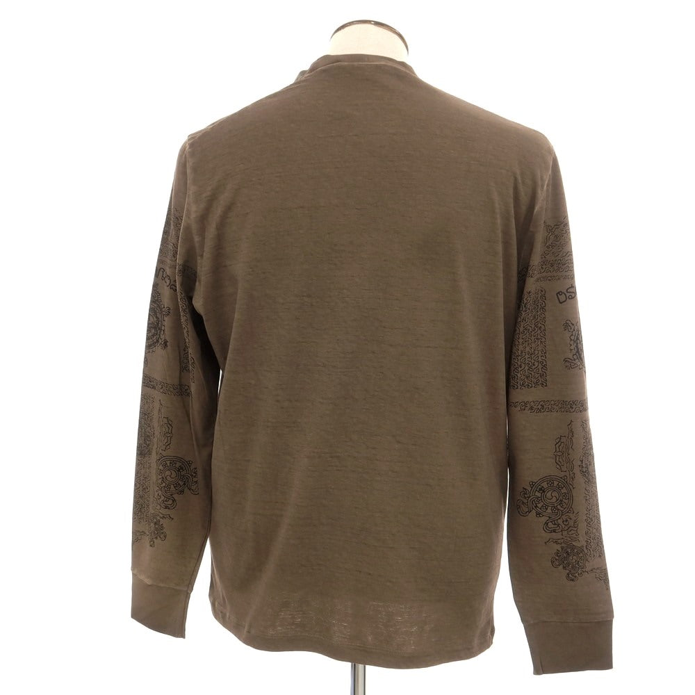 【新品】ディースクエアード DSQUARED2 コットン クルーネック 長袖Ｔシャツ ブラウン【 XL 】【 状態ランクN 】【 メンズ 】
