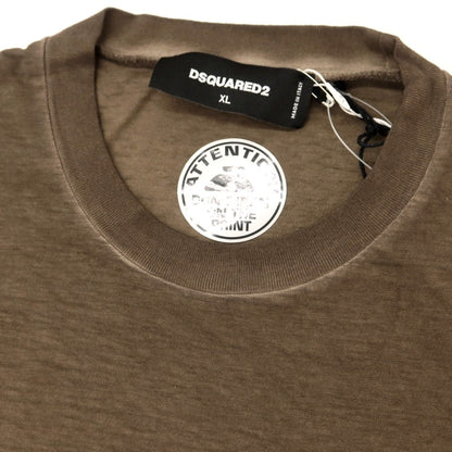 [New] DSQUARED2 Cotton Crew Neck Long Sleeve T-Shirt Brown [XL] [Condition Rank N] [Men&