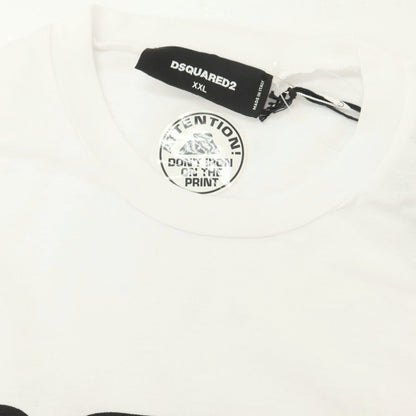 【新品アウトレット】ディースクエアード DSQUARED2 コットン クルーネック 長袖Ｔシャツ ホワイト【 XXL 】【 状態ランクN- 】【 メンズ 】