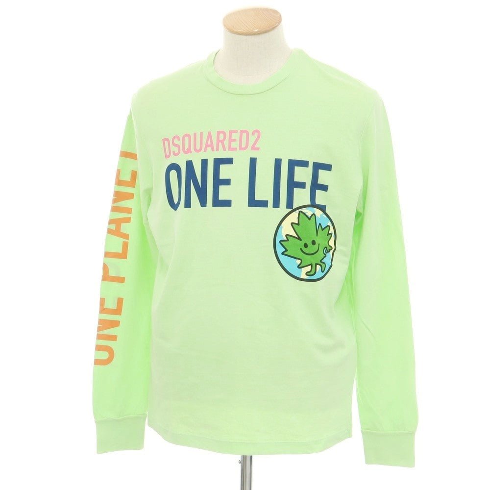 【新品アウトレット】ディースクエアード DSQUARED2 コットン クルーネック 長袖Tシャツ ライトグリーン【 S 】【 状態ランクN- 】【 メンズ 】