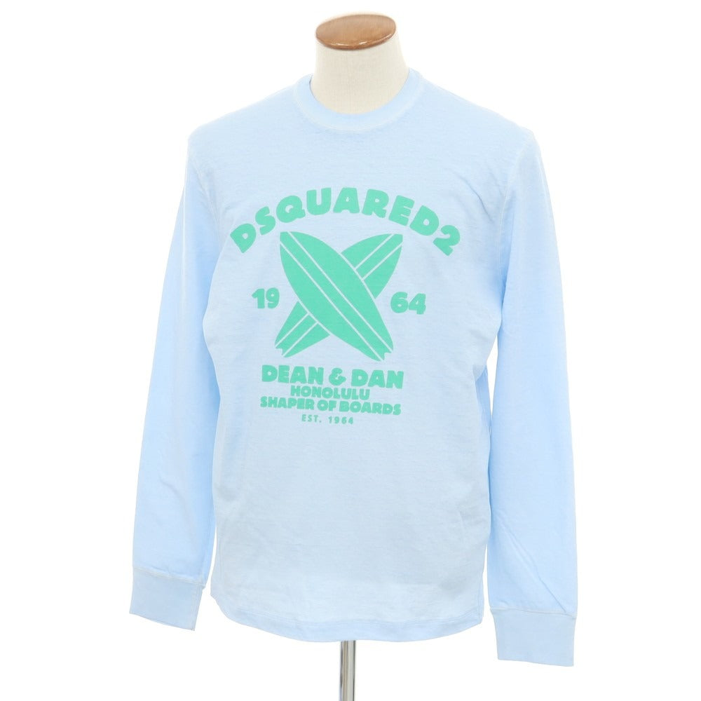 【新品】ディースクエアード DSQUARED2 コットン クルーネック 長袖Tシャツ ライトブルー【 M 】【 状態ランクN 】【 メンズ 】