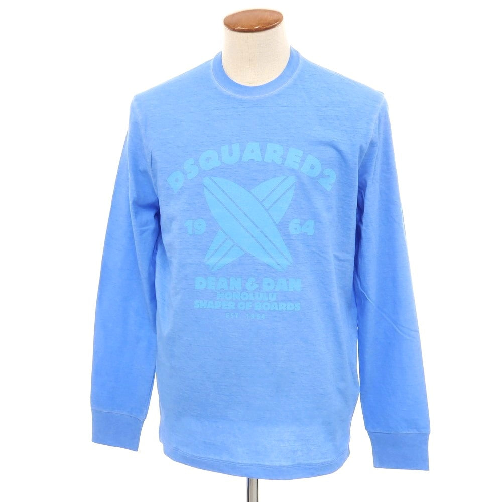 【新品】ディースクエアード DSQUARED2 コットン クルーネック 長袖Tシャツ ブルー【 M 】【 状態ランクN 】【 メンズ 】