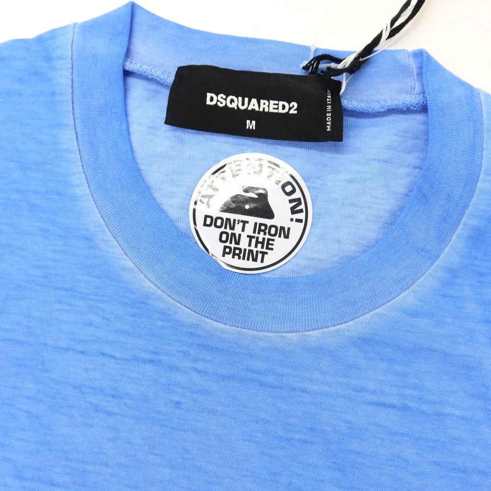 【新品】ディースクエアード DSQUARED2 コットン クルーネック 長袖Ｔシャツ ブルー【 M 】【 状態ランクN 】【 メンズ 】