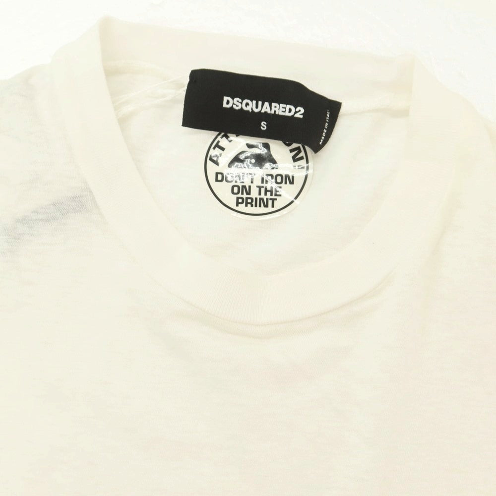 【新品】ディースクエアード DSQUARED2 コットン スラブ クルーネック 長袖Ｔシャツ ホワイト【 S 】【 状態ランクN 】【 メンズ 】