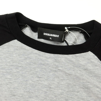 【新品】ディースクエアード DSQUARED2 コットンレーヨン クルーネック 長袖Ｔシャツ グレーxブラック【 XL 】【 状態ランクN 】【 メンズ 】