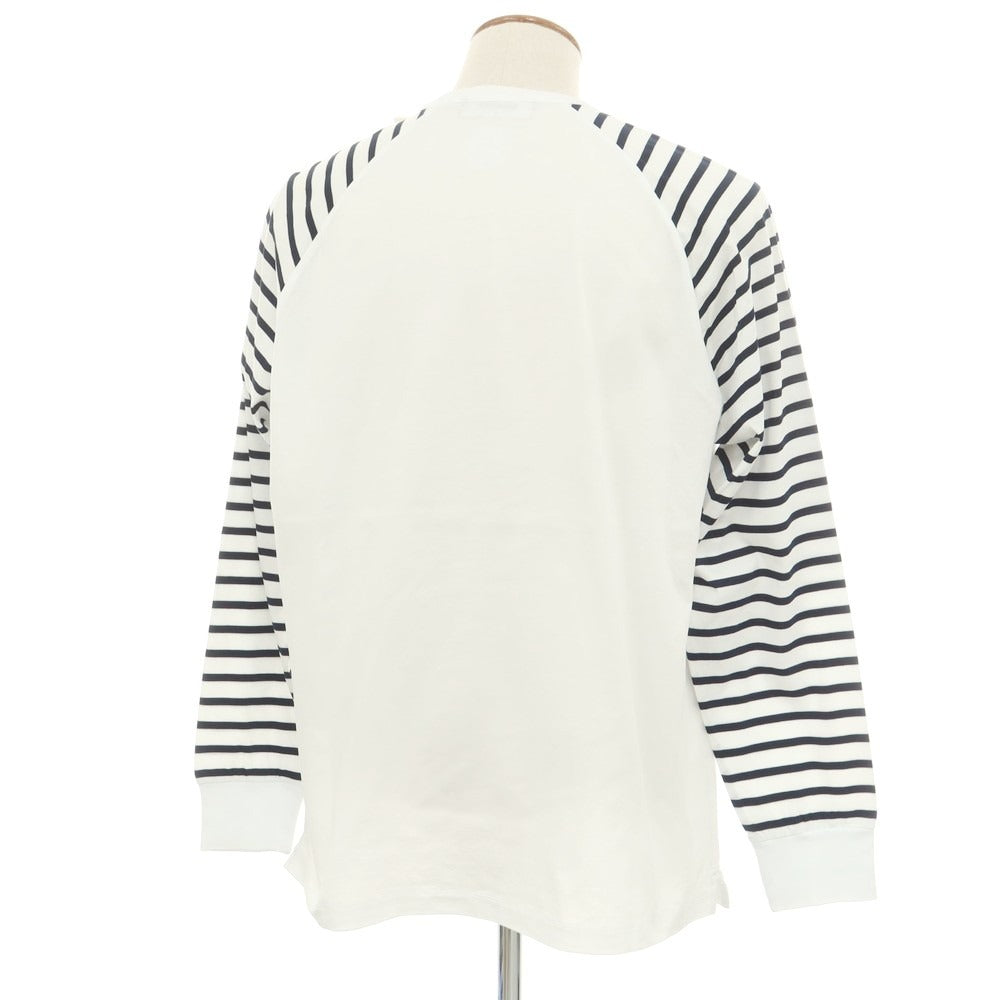 【新品】ディースクエアード DSQUARED2 コットン クルーネック 長袖Ｔシャツ ホワイトxネイビー【 M 】【 状態ランクN 】【 メンズ 】