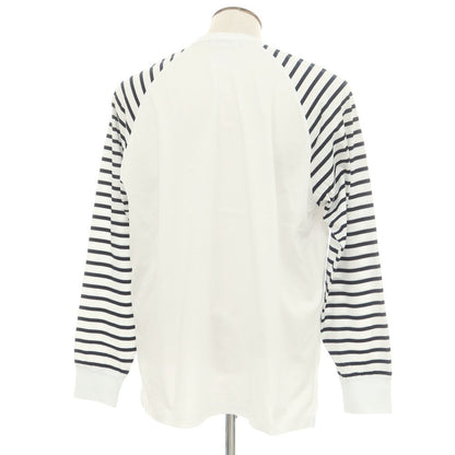 【新品】ディースクエアード DSQUARED2 コットン クルーネック 長袖Ｔシャツ ホワイトxネイビー【 L 】【 状態ランクN 】【 メンズ 】