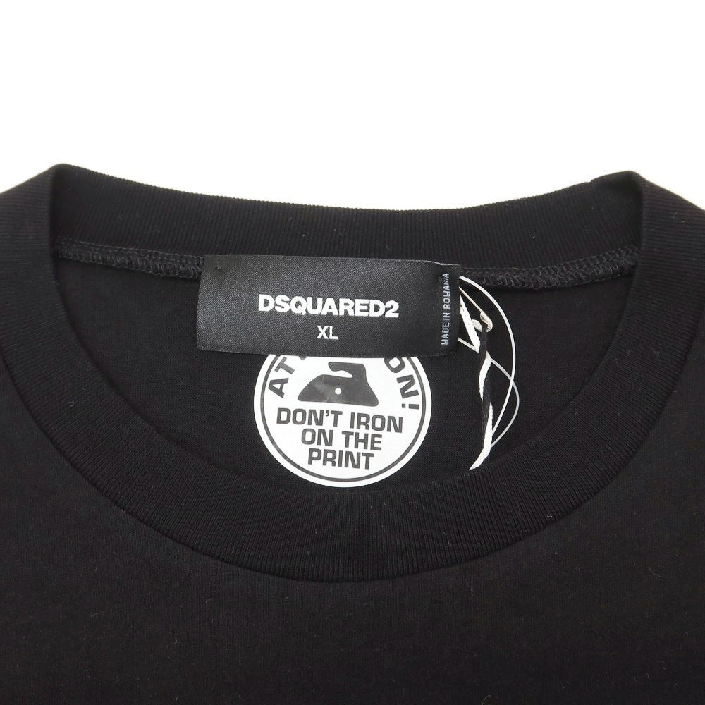 [New Outlet] DSQUARED2 Cotton Crew Neck Short Sleeve T-Shirt Black [XL] [Condition Rank N-] [Men&