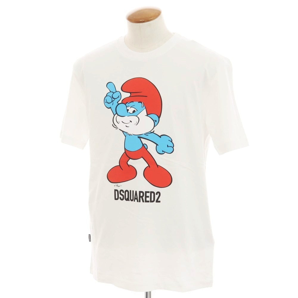 【新品】ディースクエアード DSQUARED2 × THE SMURFS コットン クルーネック 半袖Ｔシャツ ホワイト【 M 】【 状態ランクN 】【 メンズ 】