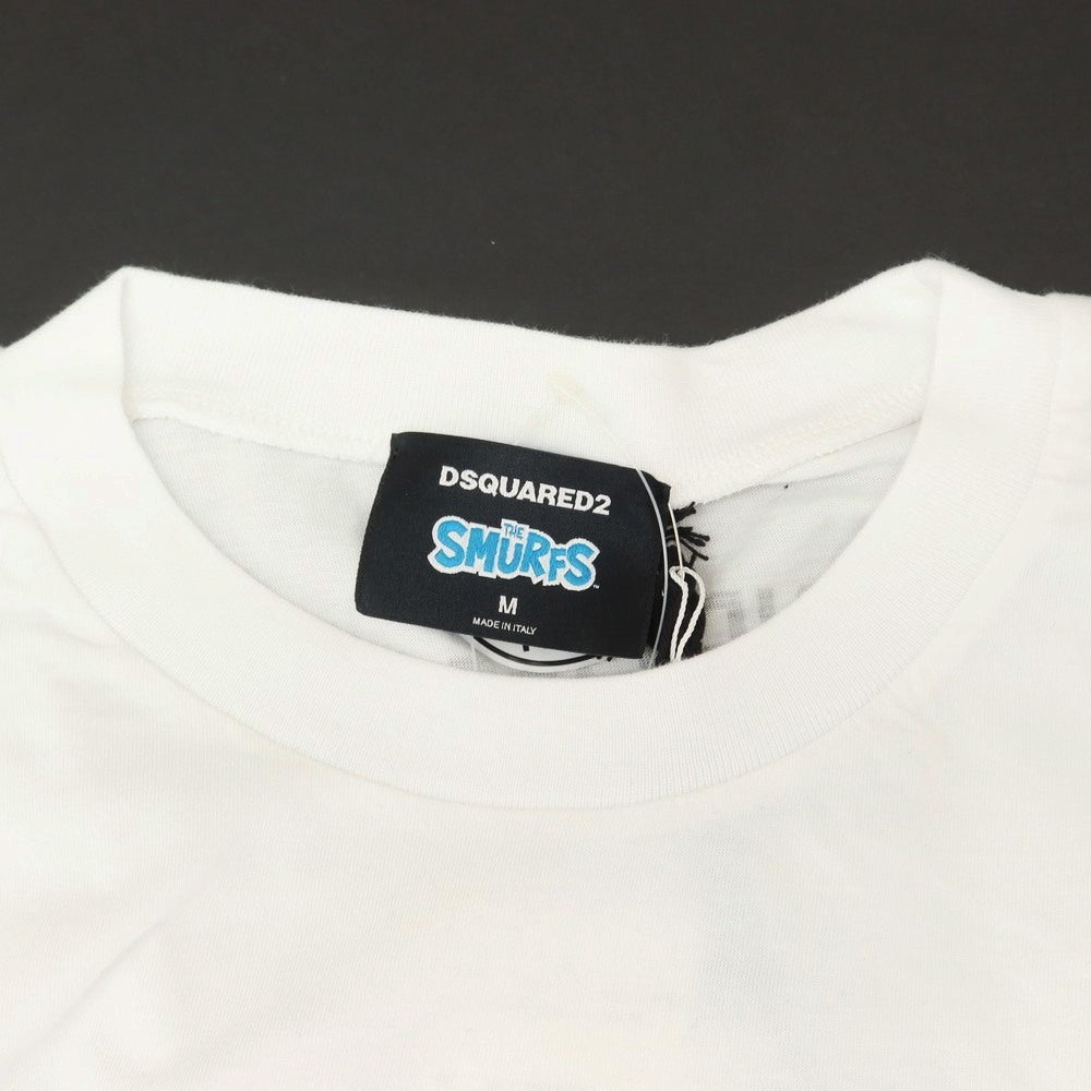 【新品】ディースクエアード DSQUARED2 × THE SMURFS コットン クルーネック 半袖Ｔシャツ ホワイト【 M 】【 状態ランクN 】【 メンズ 】