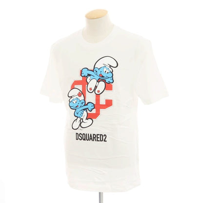 【新品アウトレット】ディースクエアード DSQUARED2 × THE SMURFS コットン クルーネック 半袖Ｔシャツ ホワイト【 S 】【 状態ランクN- 】【 メンズ 】