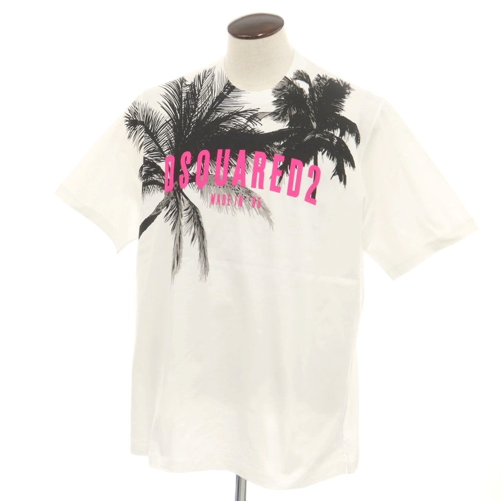 【中古】ディースクエアード DSQUARED2 コットン クルーネック 半袖Ｔシャツ ホワイト【 サイズL 】【 状態ランクC 】【 メンズ 】 [EPD]