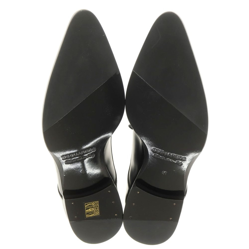 【新品】ディースクエアード DSQUARED2 ポインテッドトゥ レザー ドレスシューズ ブラック【サイズ41】【 状態ランクN 】【 メンズ 】[EPD]