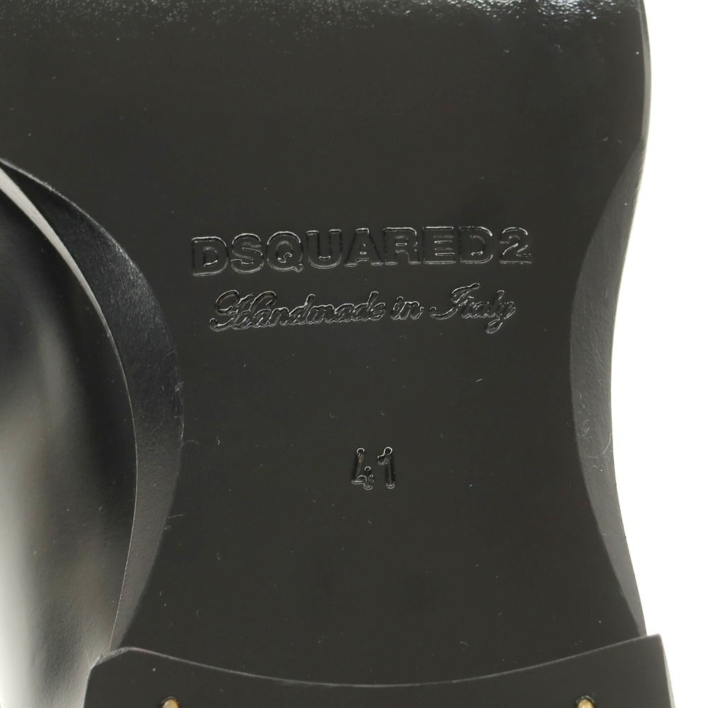 【新品】ディースクエアード DSQUARED2 ポインテッドトゥ レザー ドレスシューズ ブラック【サイズ41】【 状態ランクN 】【 メンズ 】[EPD]