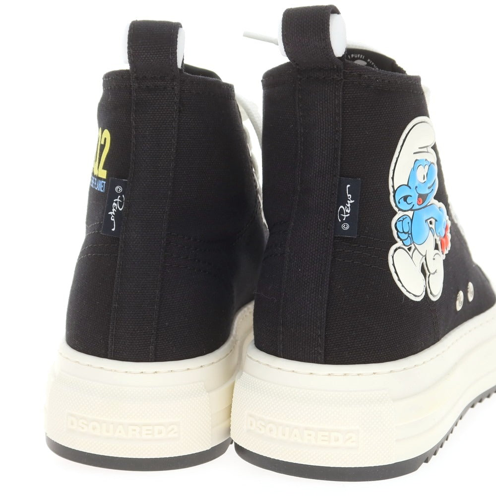 【新品アウトレット】ディースクエアード DSQUARED2 ×SMURFS キャンバス スニーカー ブラック【サイズ40】【 状態ランクN- 】【 メンズ 】[EPD]