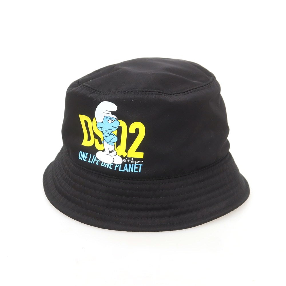 【新品】ディースクエアード DSQUARED2 × THE SMURFS ナイロン バケットハット ブラック【 Ｍ 】【 状態ランクN 】【 メンズ 】
