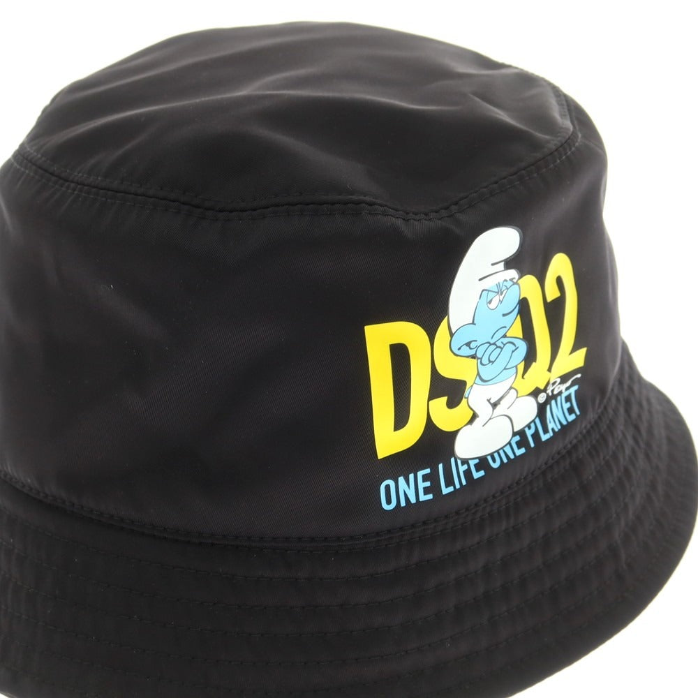 【新品】ディースクエアード DSQUARED2 × THE SMURFS ナイロン バケットハット ブラック【 Ｍ 】【 状態ランクN 】【 メンズ 】 [EPD]