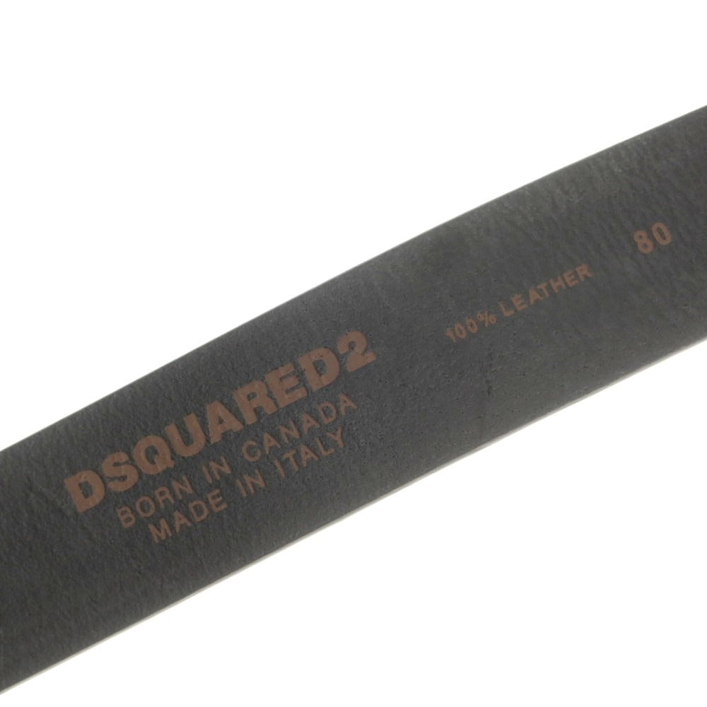 【新品】ディースクエアード DSQUARED2 レザー ベルト ブラック【 80 】【 状態ランクN 】【 メンズ 】 [CPD]
