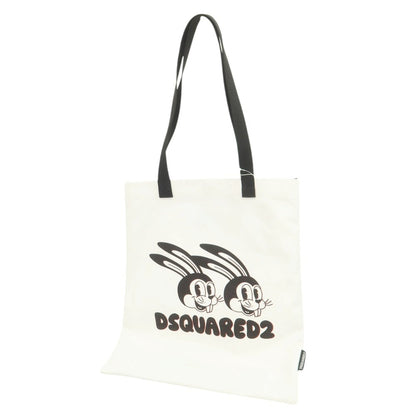 【新品アウトレット】ディースクエアード DSQUARED2 キャンバス トートバッグ ホワイトxブラック【 状態ランクN- 】【 メンズ 】