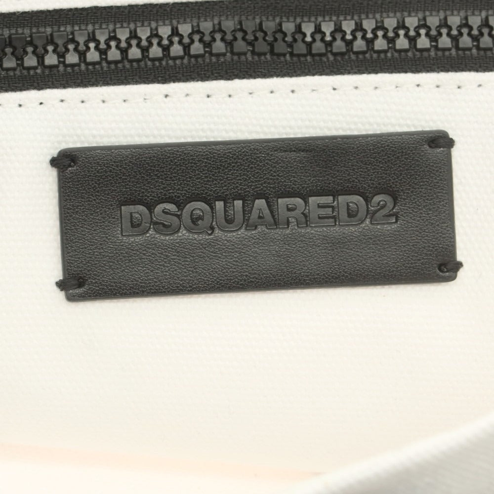 【新品アウトレット】ディースクエアード DSQUARED2 キャンバス トートバッグ ホワイトxブラック【 状態ランクN- 】【 メンズ 】