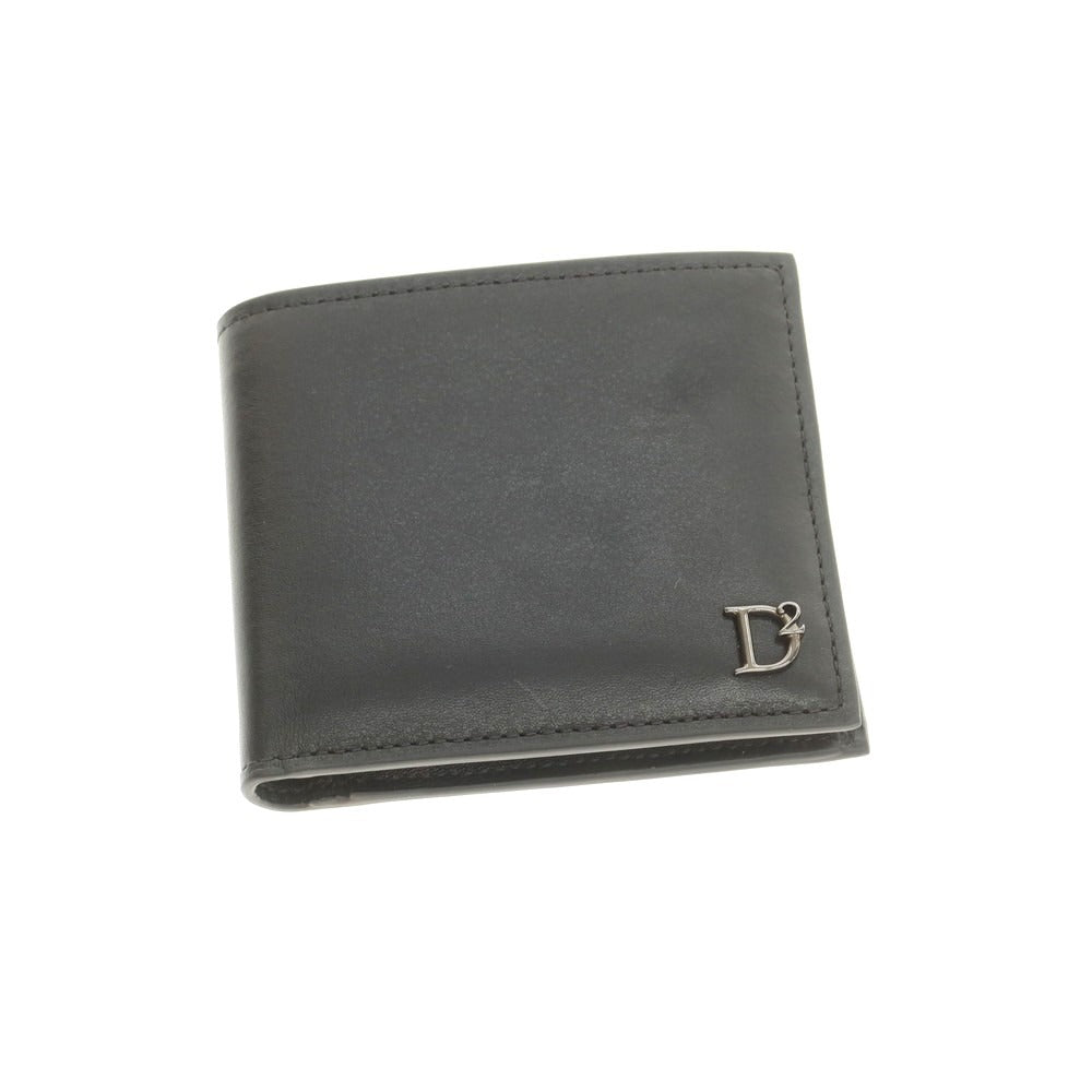【SALE10%OFF/返品不可】【新品】ディースクエアード DSQUARED2 レザー 二つ折り財布 ブラック【 状態ランクN 】【 メンズ 】 [BPD]