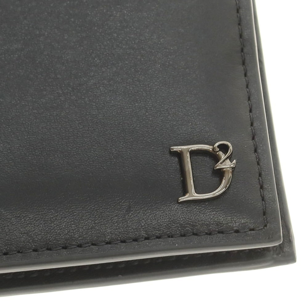 【新品】ディースクエアード DSQUARED2 レザー 二つ折り財布 ブラック【 状態ランクN 】【 メンズ 】[DPD]