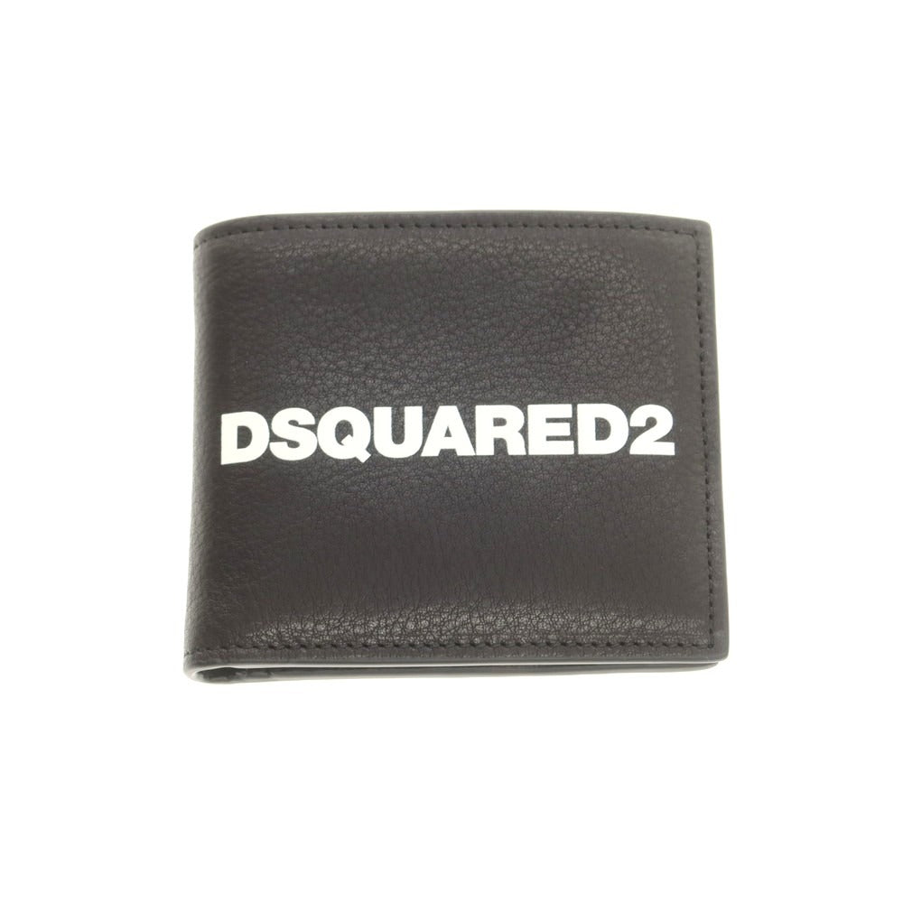 【SALE10%OFF/返品不可】【新品】ディースクエアード DSQUARED2 レザー ロゴ 二つ折り財布 ブラック【 状態ランクN 】【 メンズ 】 [BPD]