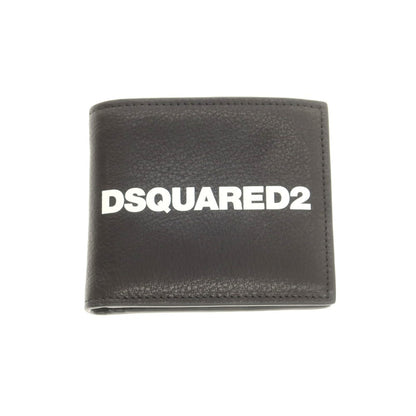 【SALE10%OFF/返品不可】【新品】ディースクエアード DSQUARED2 レザー ロゴ 二つ折り財布 ブラック【 状態ランクN 】【 メンズ 】 [BPD]