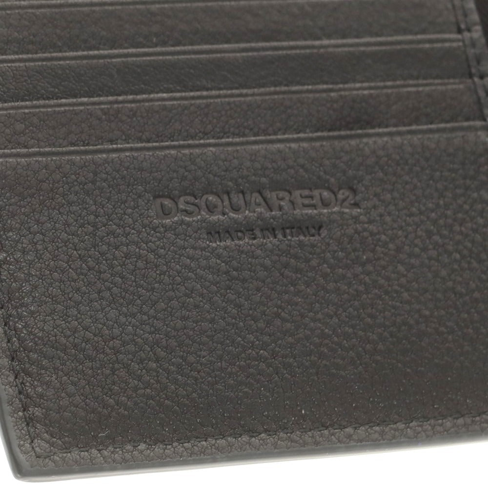 【新品】ディースクエアード DSQUARED2 レザー ロゴ 二つ折り財布 ブラック【 状態ランクN 】【 メンズ 】[DPD]