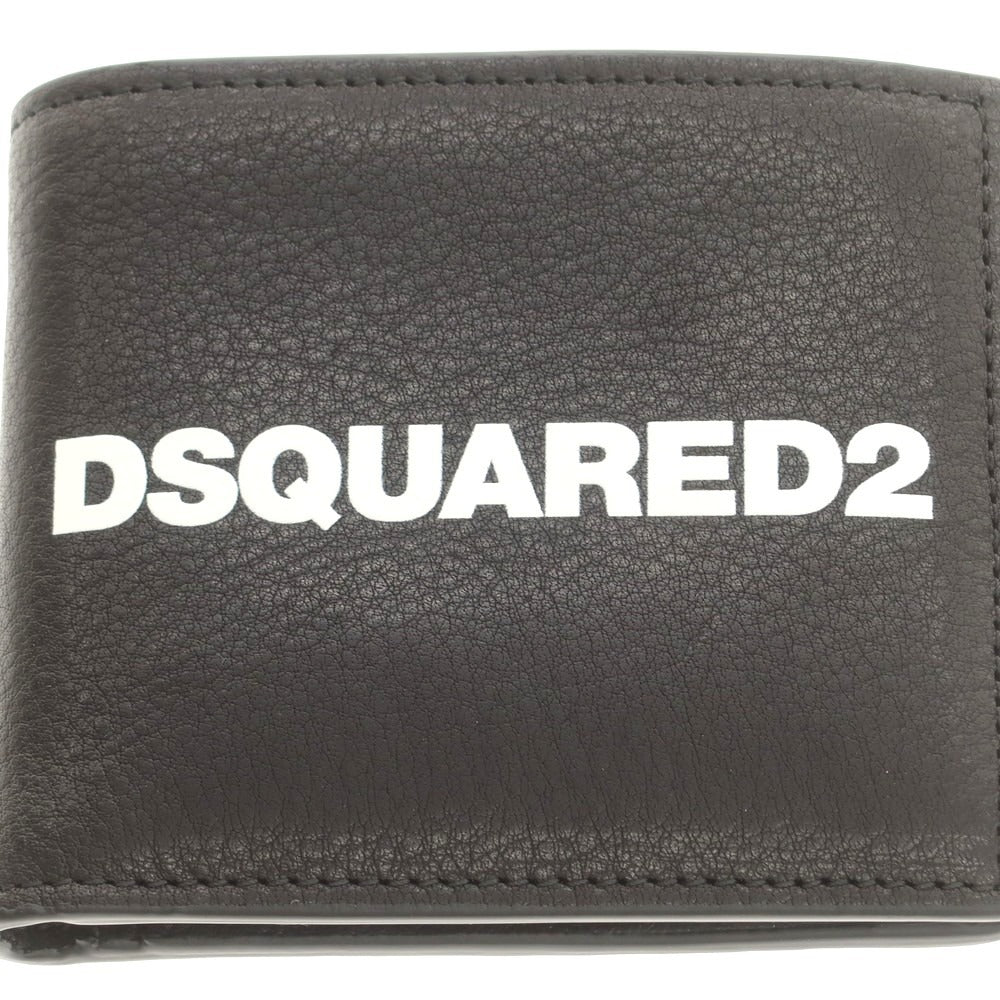 【新品】ディースクエアード DSQUARED2 レザー ロゴ 二つ折り財布 ブラック【 状態ランクN 】【 メンズ 】[CPD]