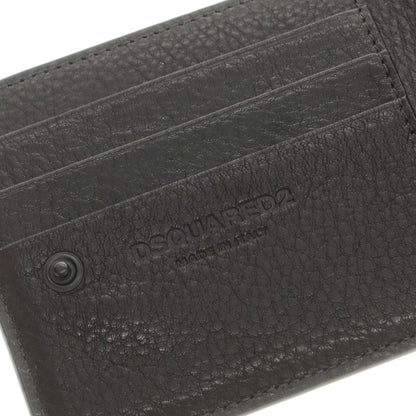 【新品アウトレット】ディースクエアード DSQUARED2 ICON レザー ストラップ 二つ折り財布 ブラック【 状態ランクN- 】【 メンズ 】