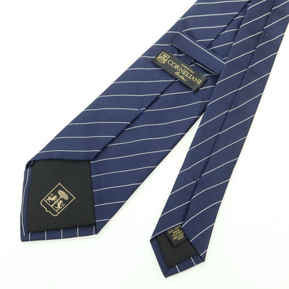 【中古】コルネリアーニ CORNELIANI シルク ストライプ柄ネクタイ ネイビーxホワイト【 状態ランクB 】【 メンズ 】