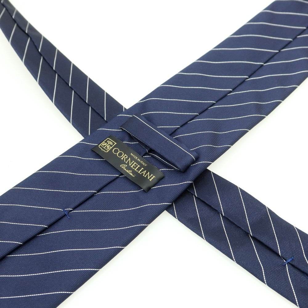 【中古】コルネリアーニ CORNELIANI シルク ストライプ柄ネクタイ ネイビーxホワイト【 状態ランクB 】【 メンズ 】