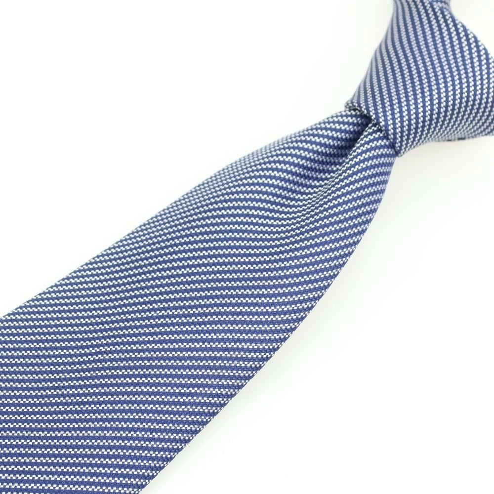 [Used] CORNELIANI Silk Striped Tie Navy x White [Condition Rank B] [Men&