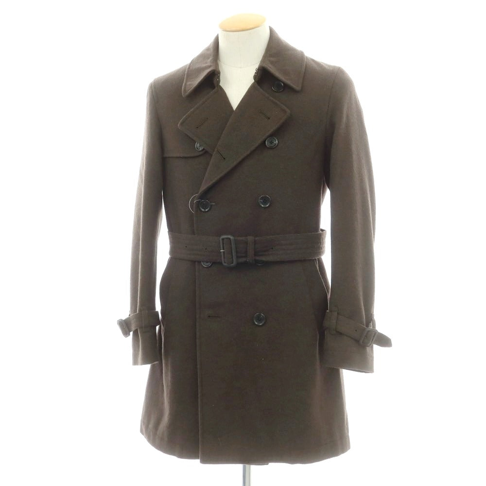 【中古】グリーンレーベルリラクシング green label relaxing ウールポリエステル トレンチコート オリーブ【 S 】【 状態ランクC 】【 メンズ 】