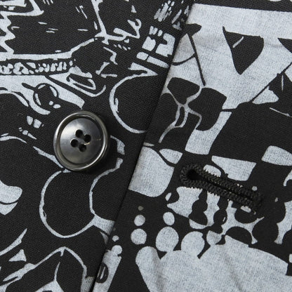 【中古】ブラックコムデギャルソン BLACK COMME des GARCONS ポリエステルウール プリント ジャケット ブラックxグレー系【 S 】【 状態ランクB 】【 メンズ 】