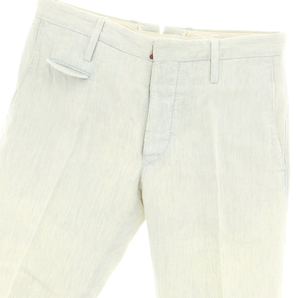 【中古】インコテックスレッド INCOTEX RED ヘンプコットン カジュアルスラックスパンツ ライトブルーxアイボリー【 31 】【 状態ランクB 】【 メンズ 】