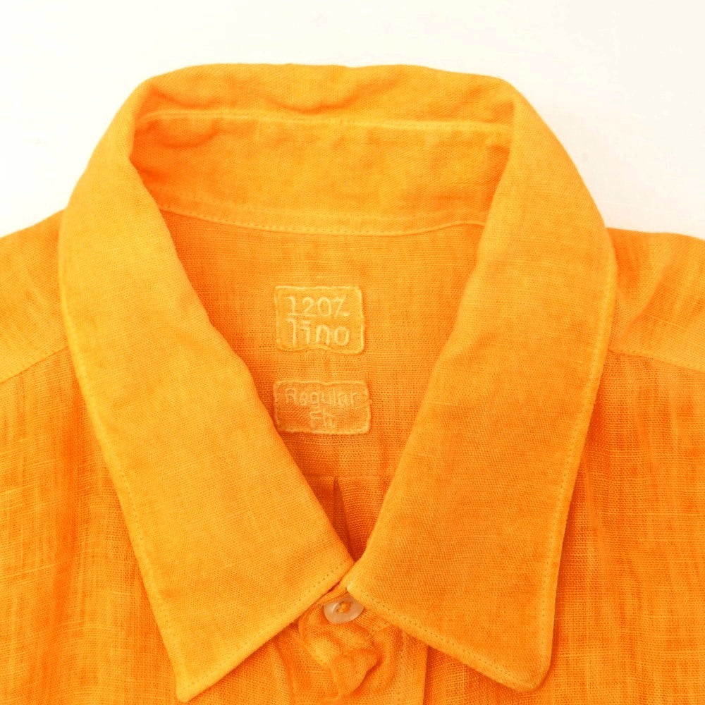 【中古】120パーセント リノ 120% lino リネン カジュアルシャツ オレンジ【 S 】【 状態ランクB 】【 メンズ 】