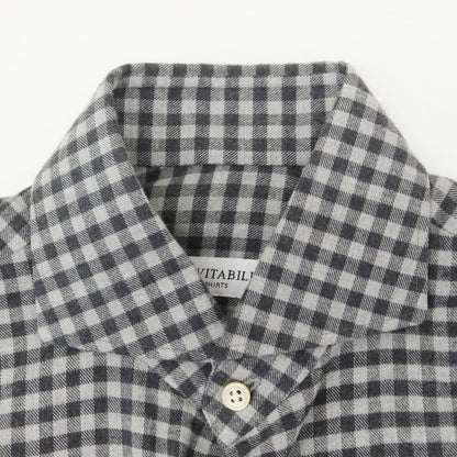[Used] LUCA AVITAVIRE Check cotton horizontal collar casual shirt charcoal gray x light gray [No description (S rank)] [Condition rank B] [Men&