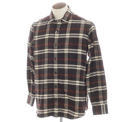 [New] Salvatore Piccolo Check Cotton Flannel Semi-Wide Collar Casual Shirt Black x Ivory [41] [Condition Rank N] [Men&