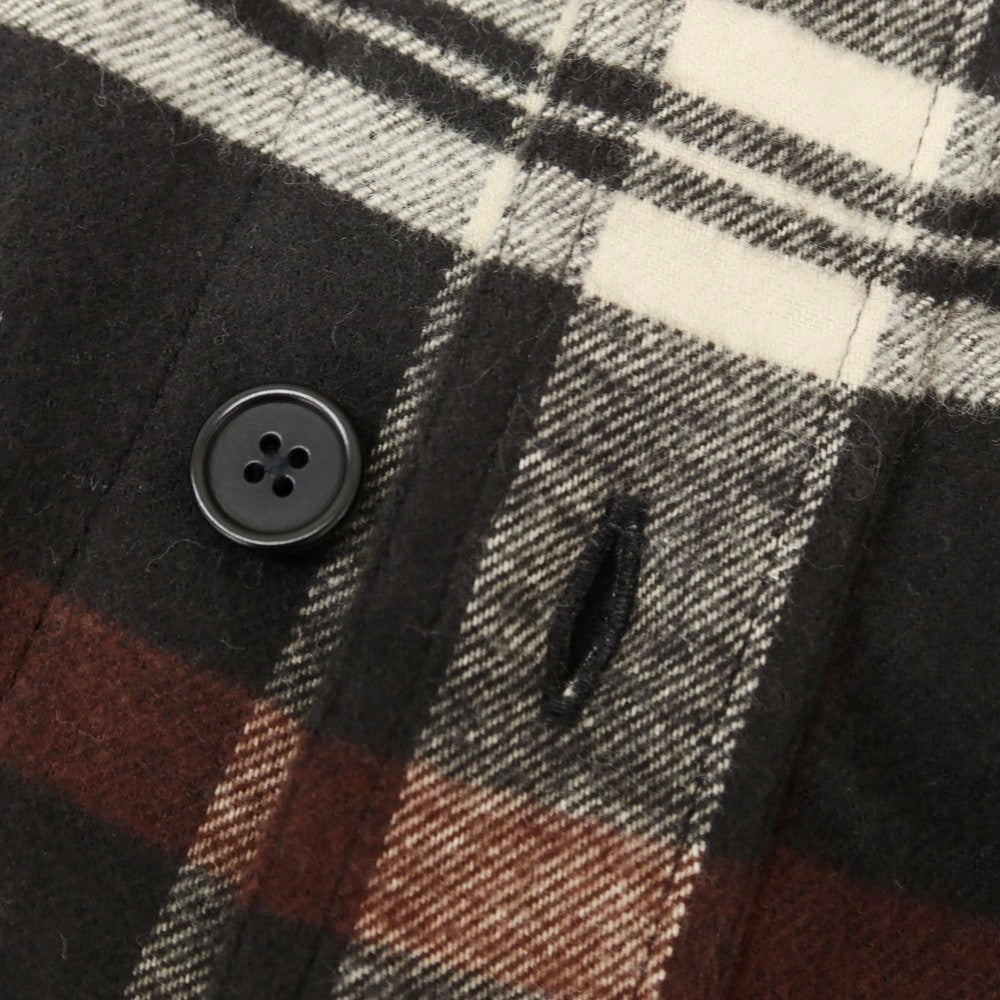 [New] Salvatore Piccolo Check Cotton Flannel Semi-Wide Collar Casual Shirt Black x Ivory [41] [Condition Rank N] [Men&