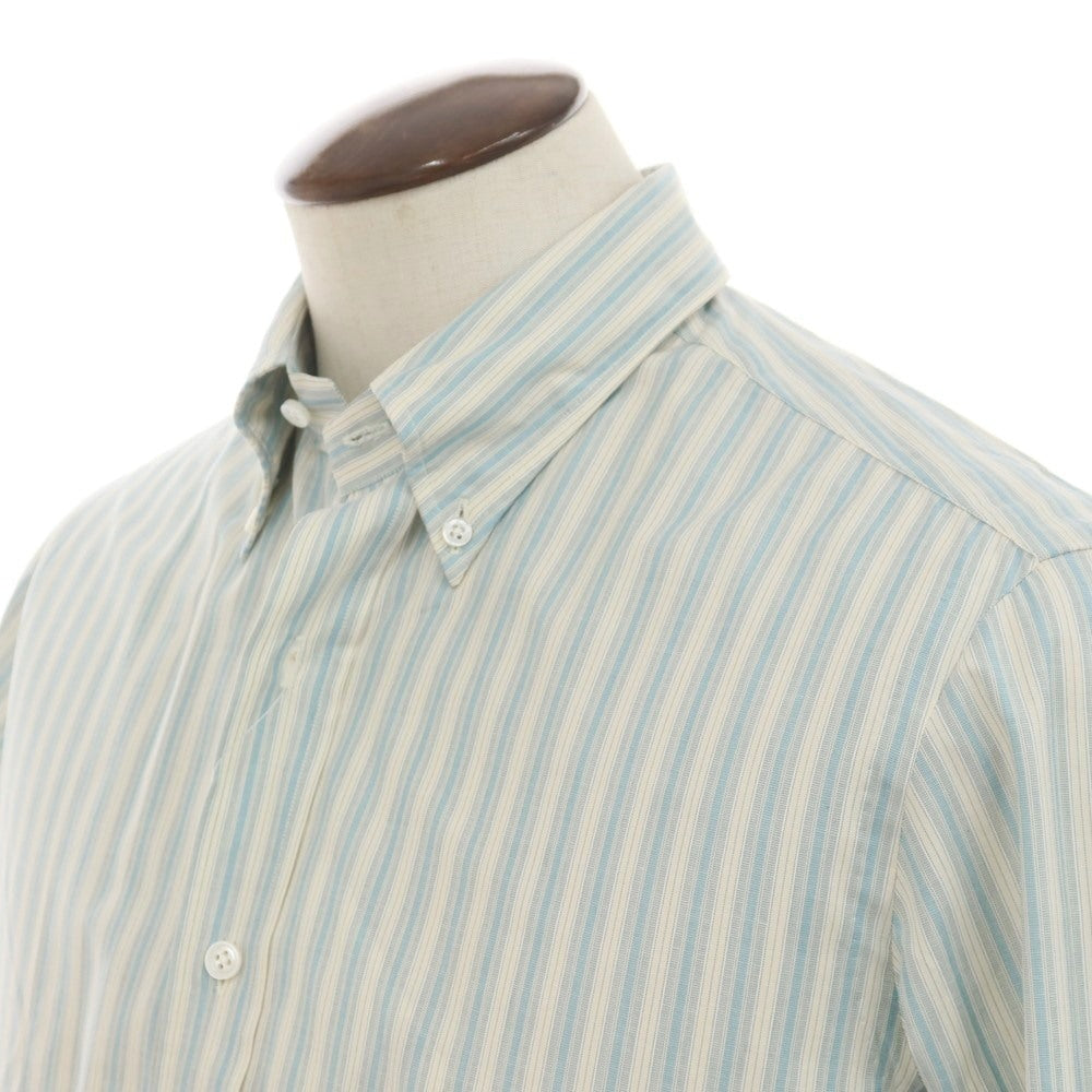 [New Outlet] Salvatore Piccolo Striped Cotton Button-Down Shirt Ivory x Mint Blue [41] [Condition Rank N-] [Men&
