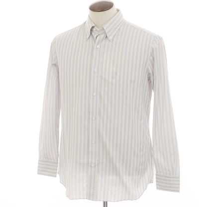 [New] Salvatore Piccolo Striped Cotton Button-Down Shirt Ivory x Smalt Blue [41] [Condition Rank N] [Men&