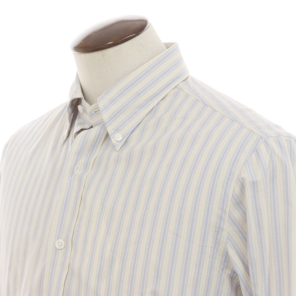 [New] Salvatore Piccolo Striped Cotton Button-Down Shirt Ivory x Smalt Blue [41] [Condition Rank N] [Men&