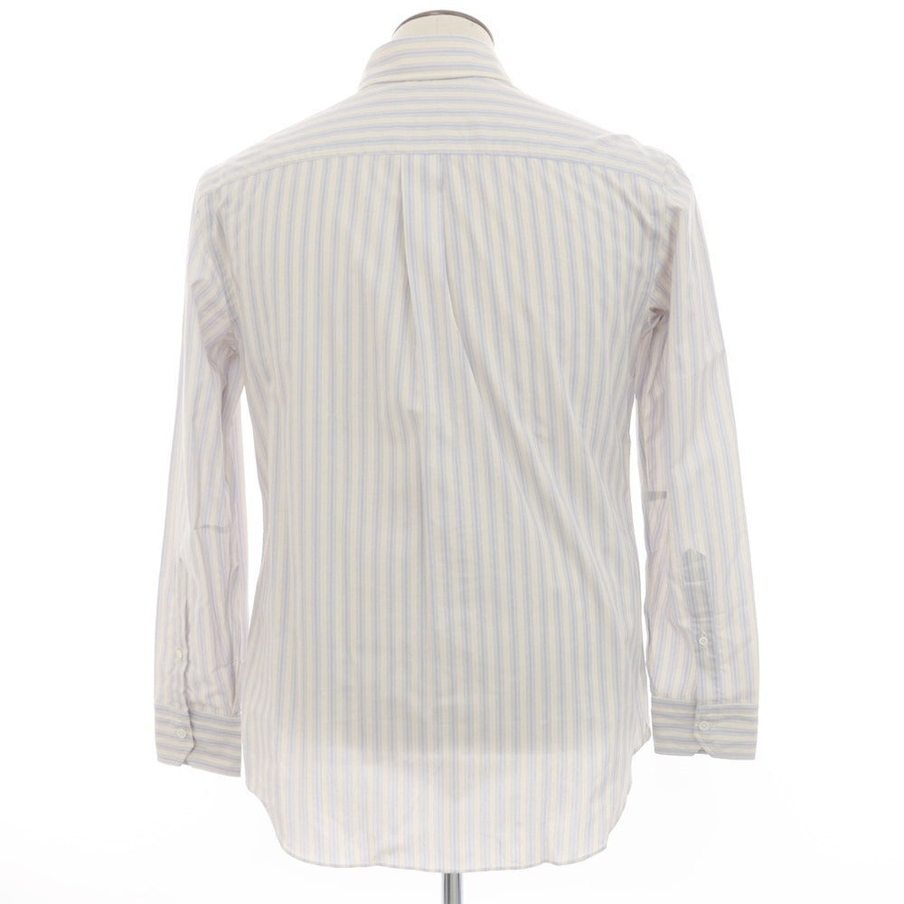 [New] Salvatore Piccolo Striped Cotton Button-Down Shirt Ivory x Smalt Blue [41] [Condition Rank N] [Men&