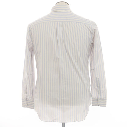 [New] Salvatore Piccolo Striped Cotton Button-Down Shirt Ivory x Smalt Blue [41] [Condition Rank N] [Men&